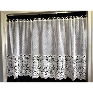 White Lace Valance Curtain 28"L X 60"W Polyester